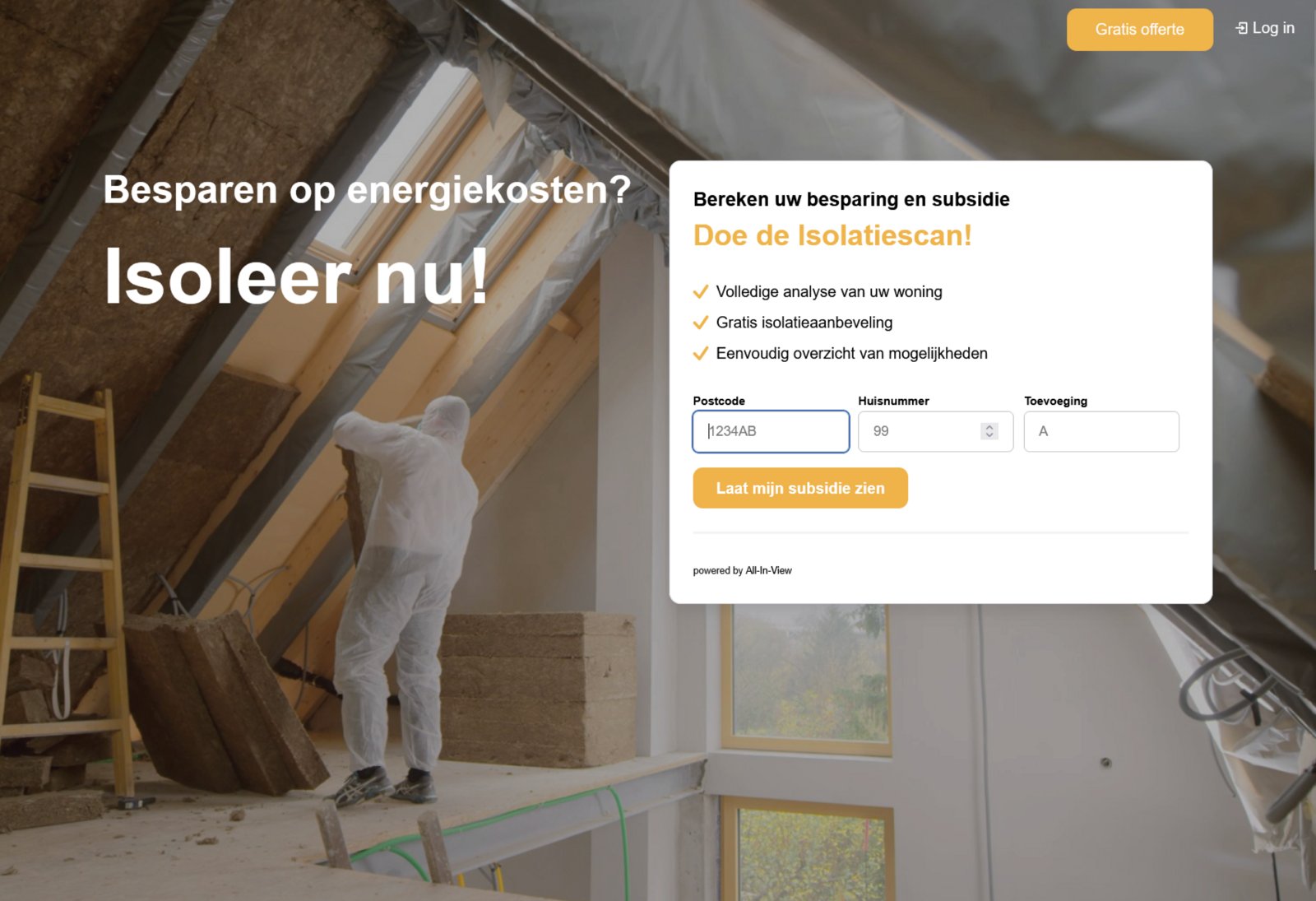 Voorbeeld van de Isolatiescan geïntegreerd in een woningpagina
